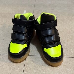 Kids Black and Neon Green Sneakers